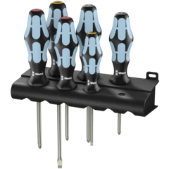 3334/3350/3355/6 Screwdriver set, stainless and rack, 6 pieces